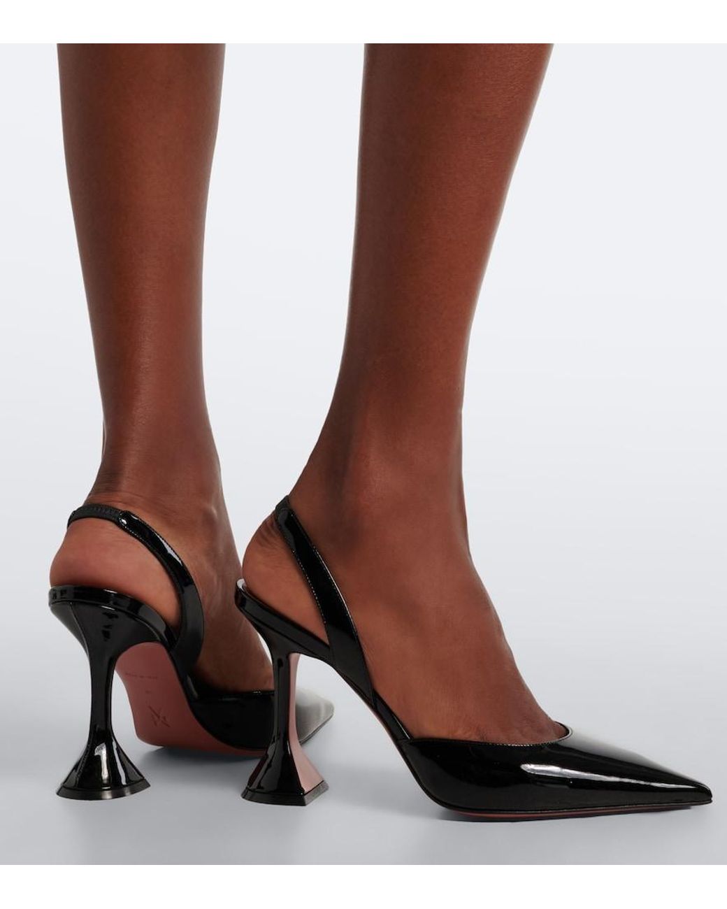 AMINA MUADDI Black Holli Patent Leather Slingback Pumps