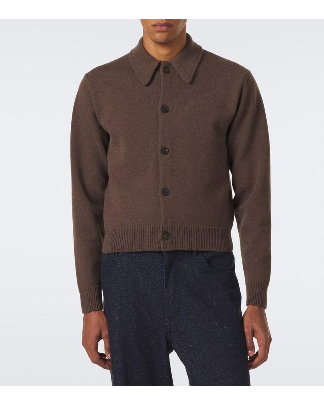 Auralee Brown Wool Cardigan for men