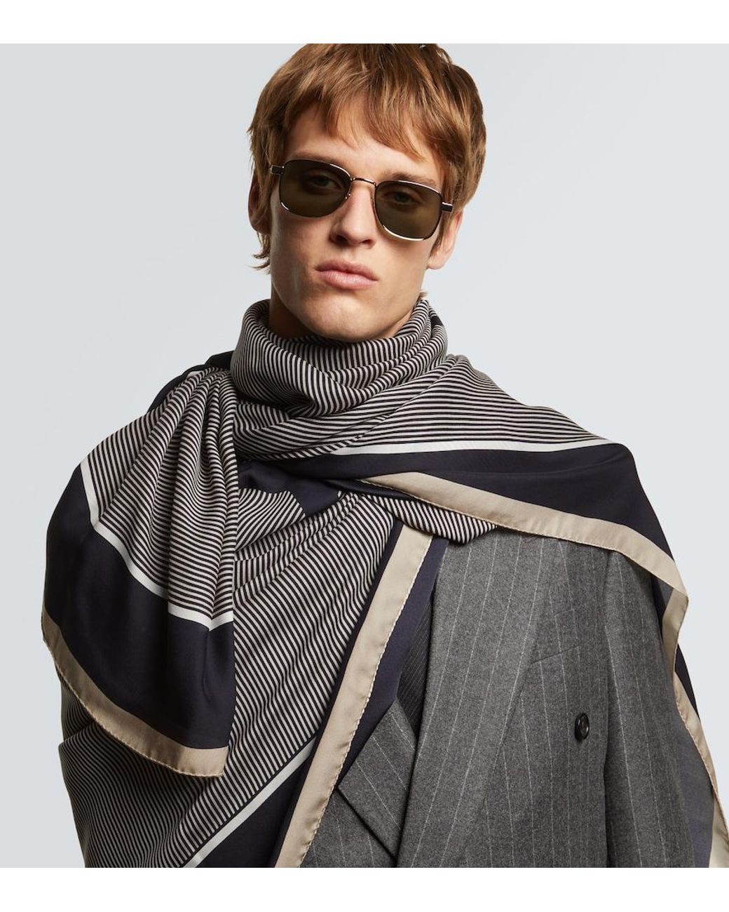 Saint Laurent Gray Hyper Rimlock Rectangular Sunglasses for men