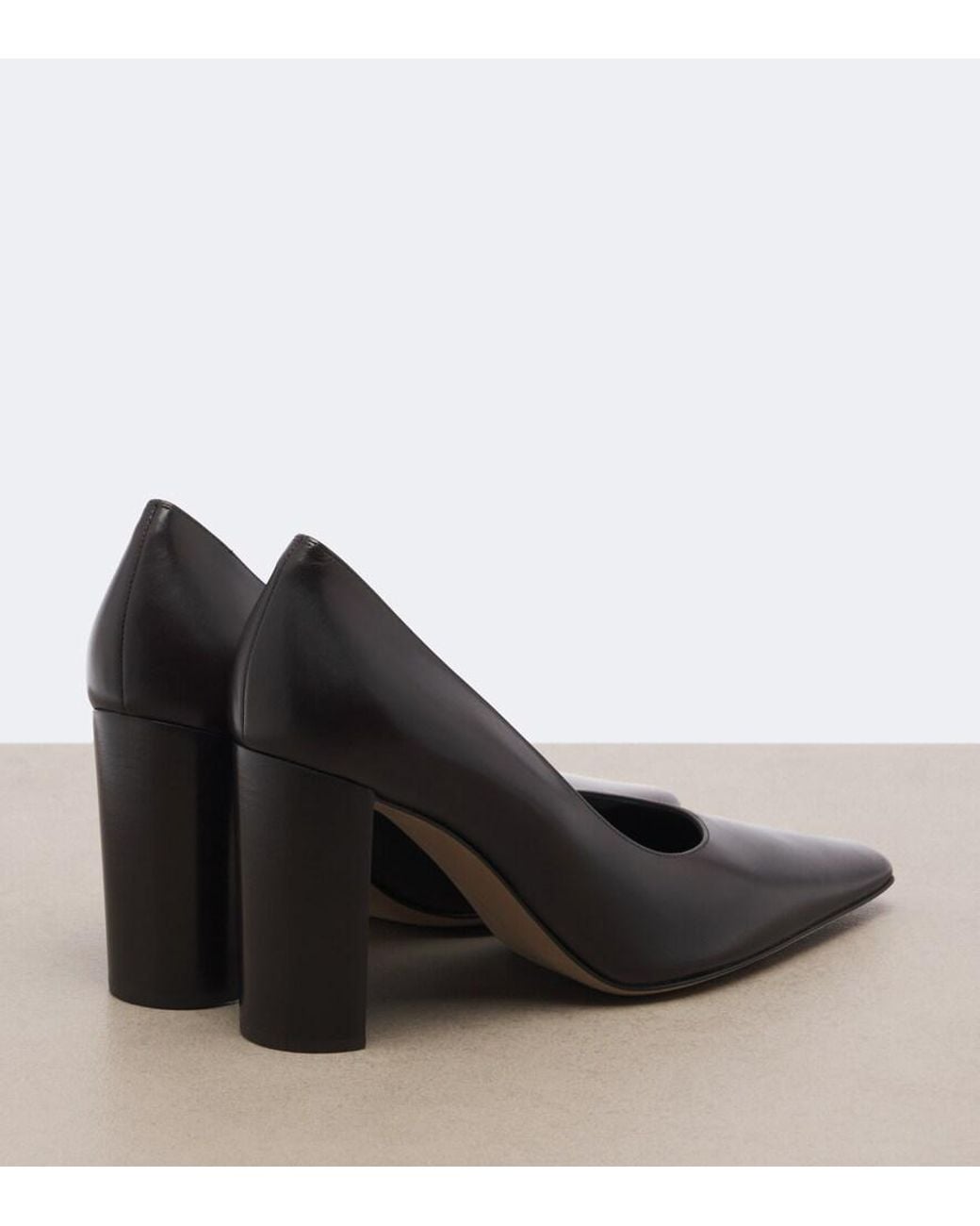 The Row Black Pia Leather Pumps