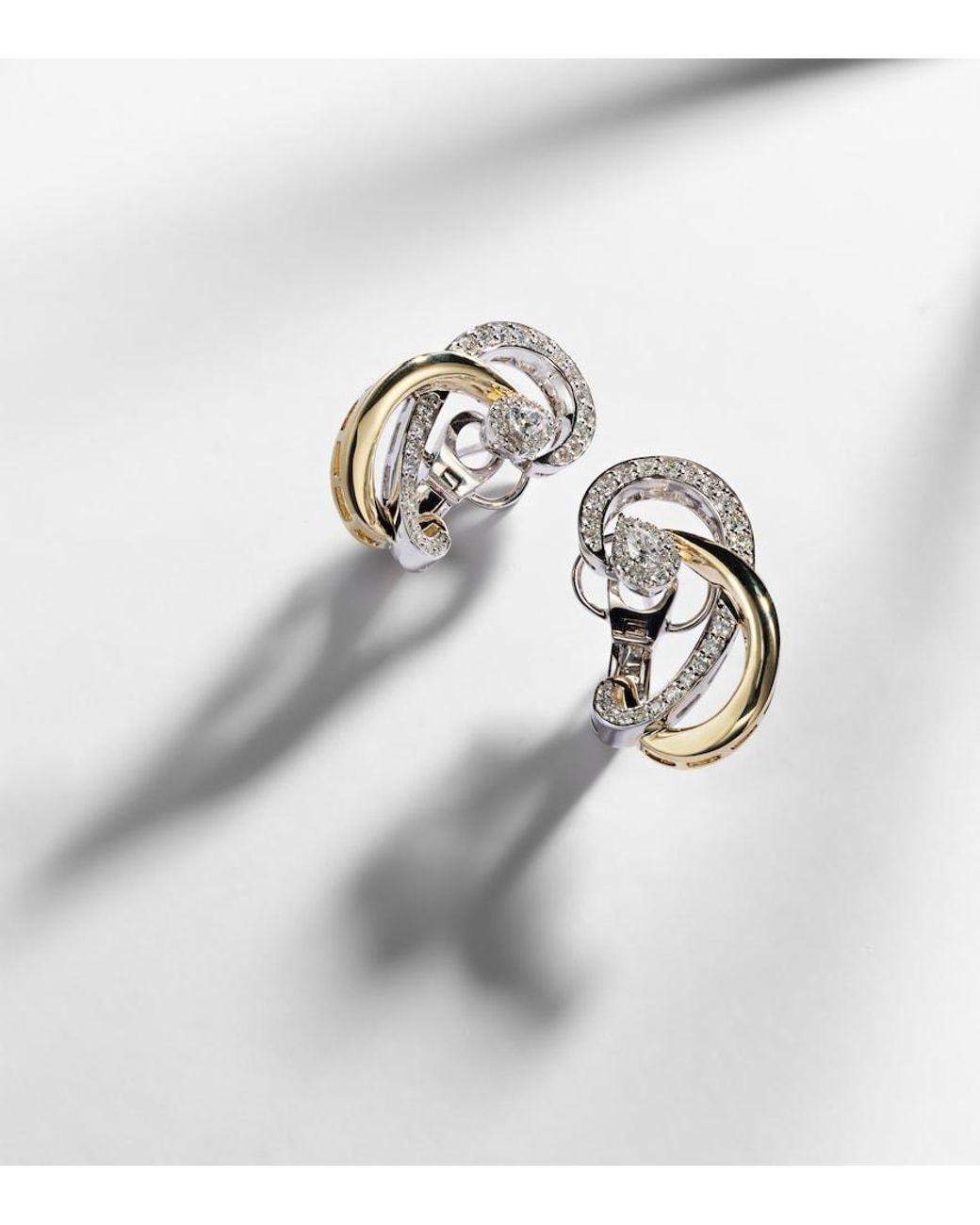 YEPREM White Golden Strada 18Kt Earrings With Diamonds