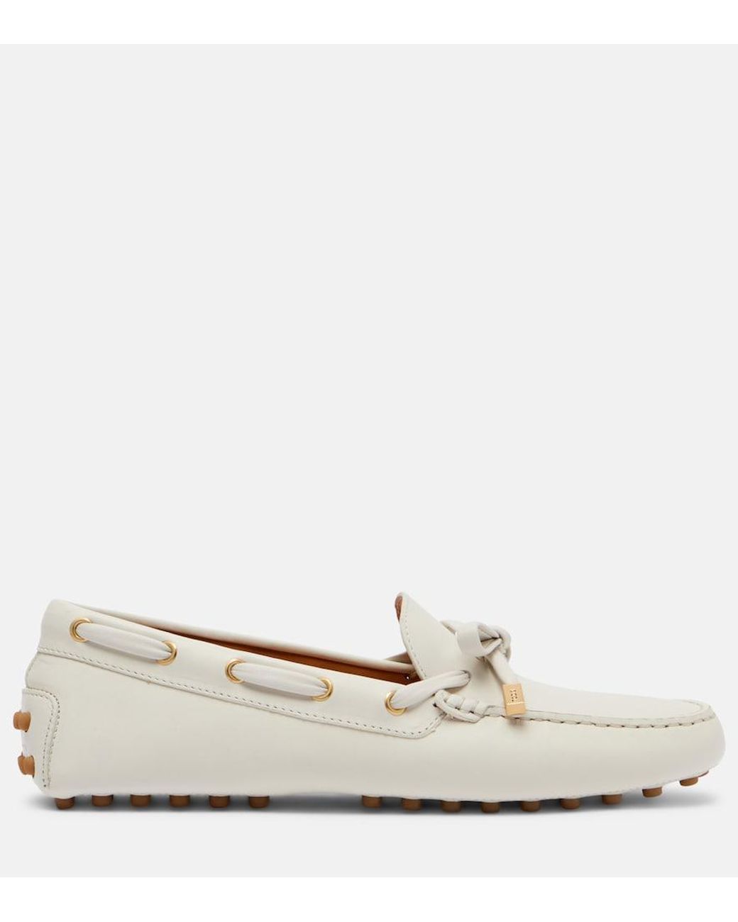 Tod's White Gommino Leather Driving Shoes