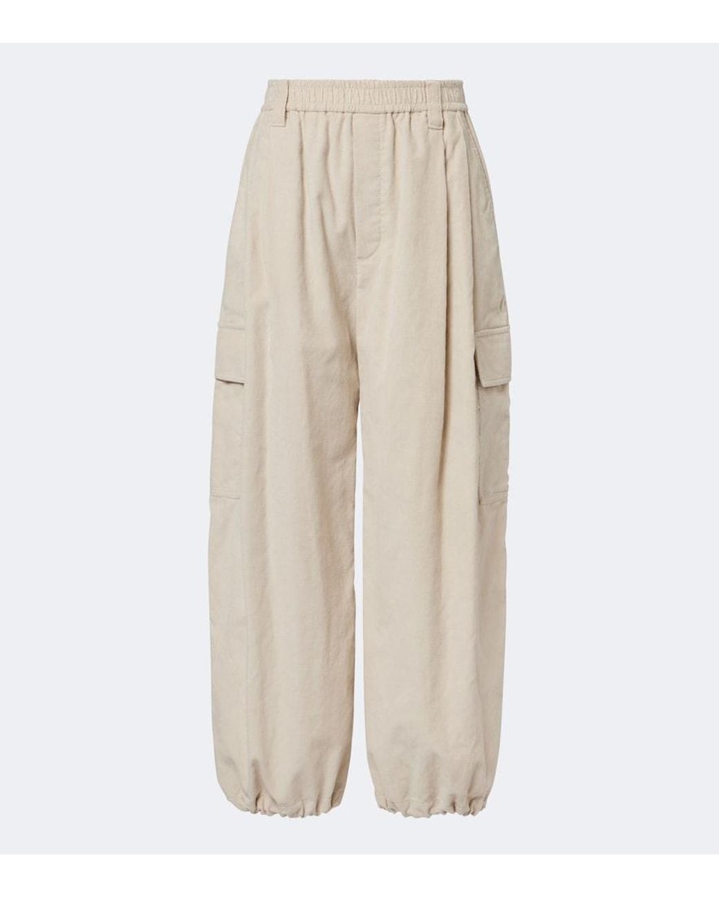 Brunello Cucinelli Natural Monili Cotton-Blend Corduroy Wide-Leg Pants