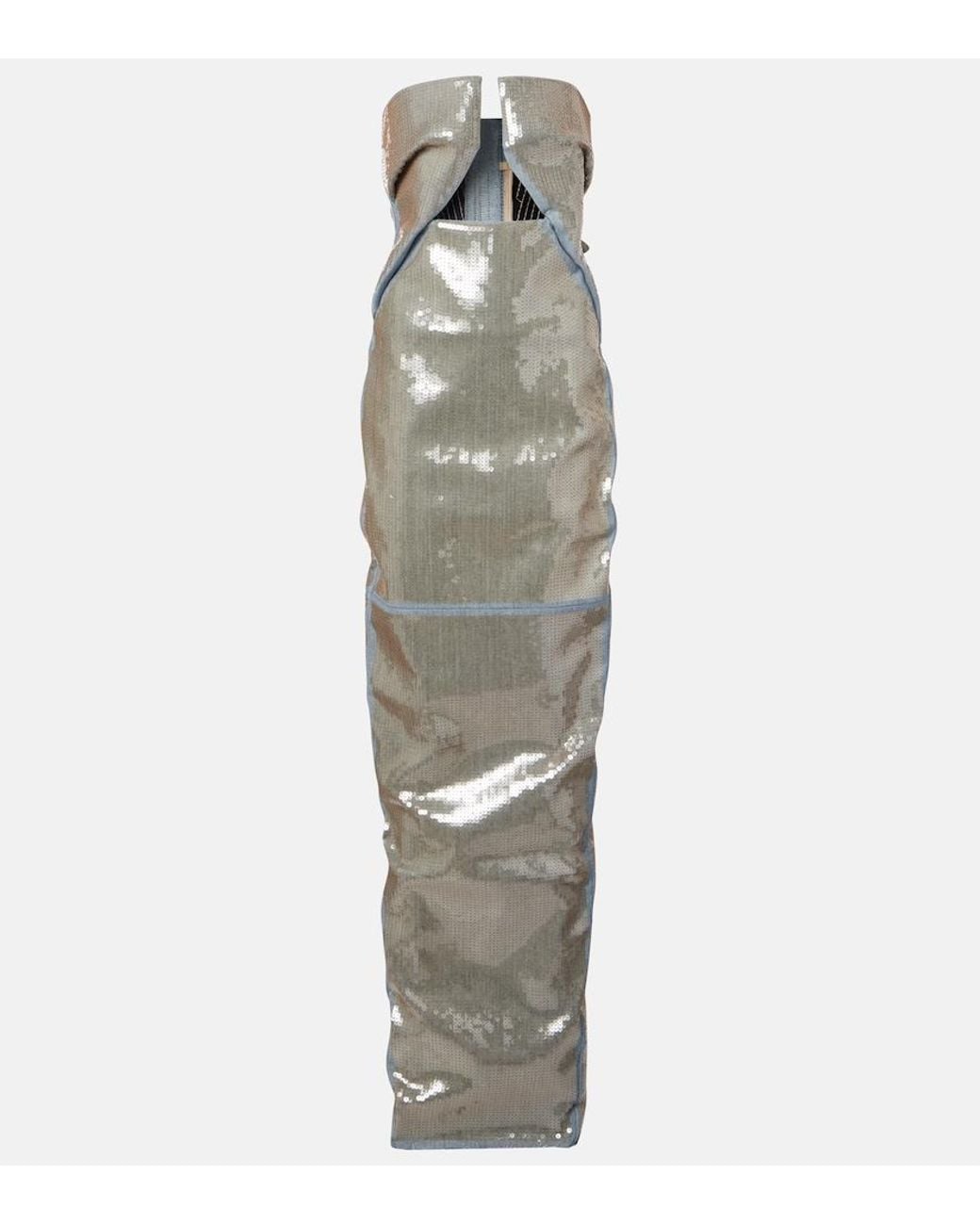 Rick Owens Metallic Prong Sequined Denim Gown
