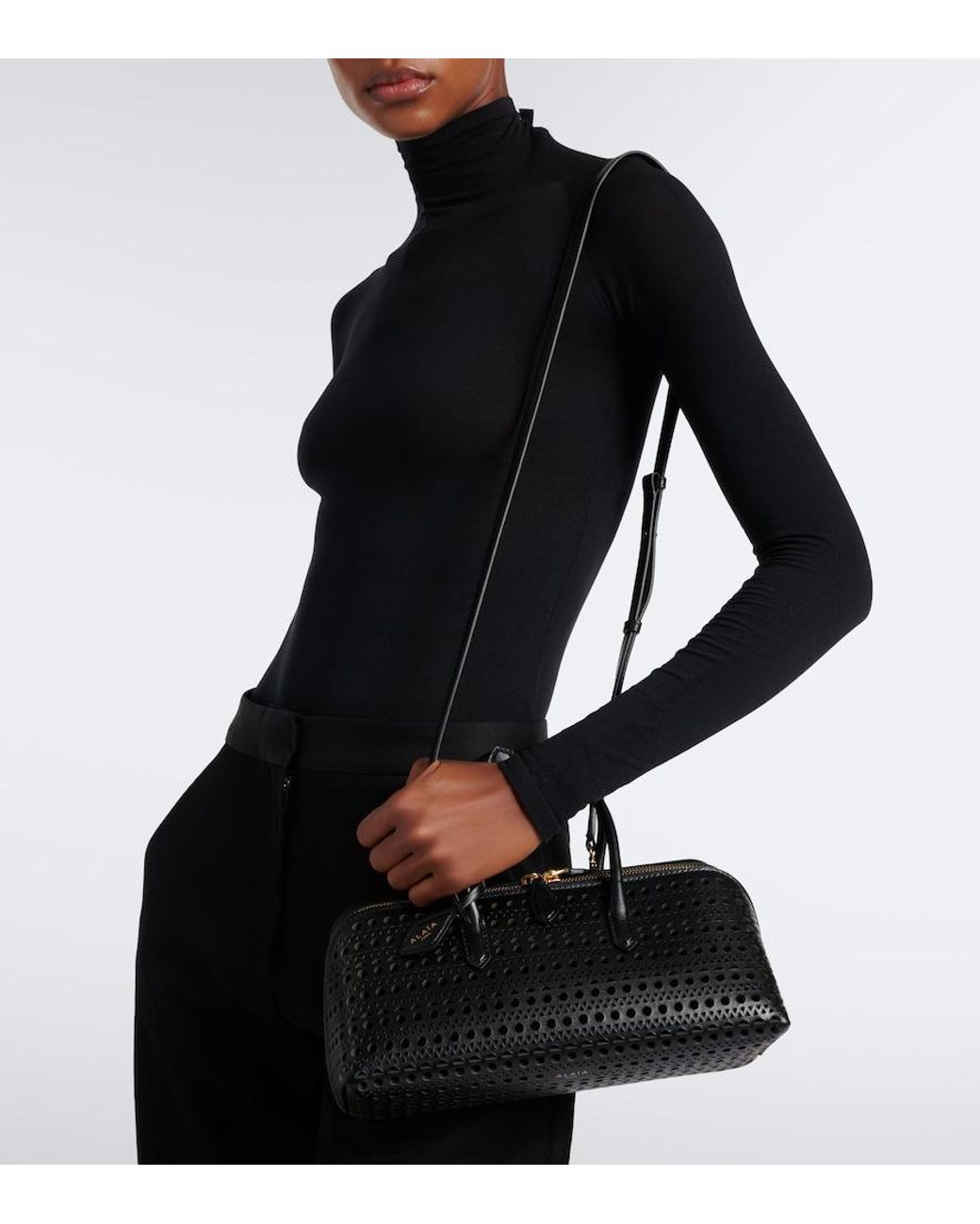 Alaïa Black Delta Small Vienne Leather Top-Handle Bag