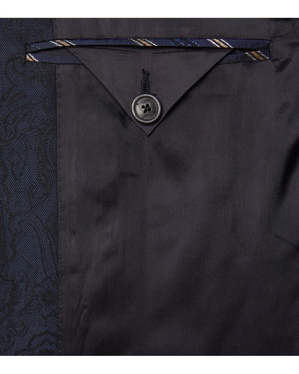 Etro Blue Wool Jacquard Blazer for men