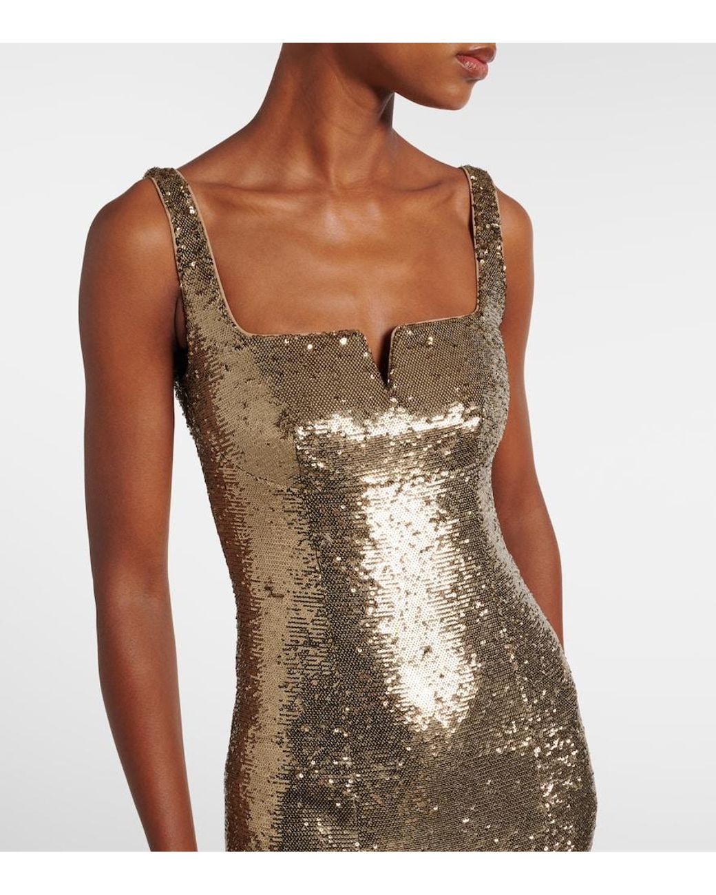 Roland Mouret Natural Sequined Midi Dress