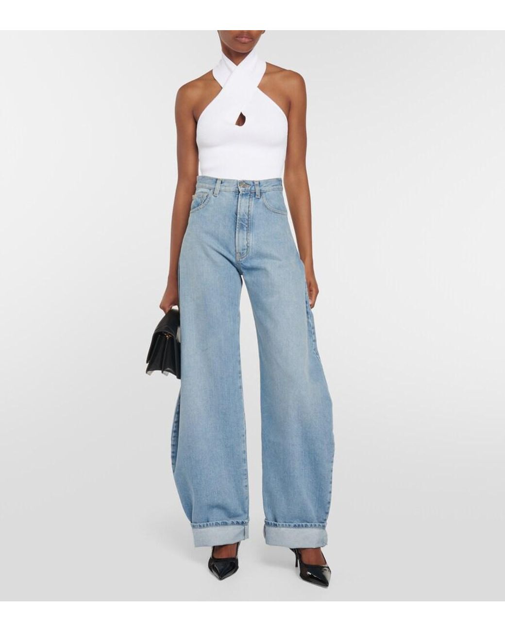 Alaïa White Ribbed-Knit Halterneck Bodysuit