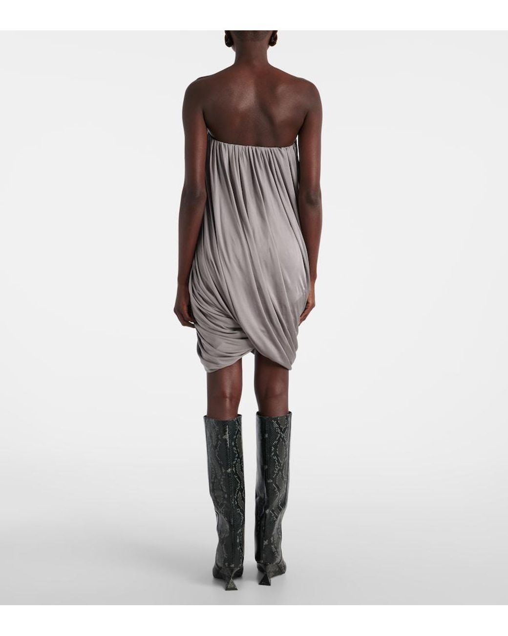The Attico Gray Draped Jersey Minidress