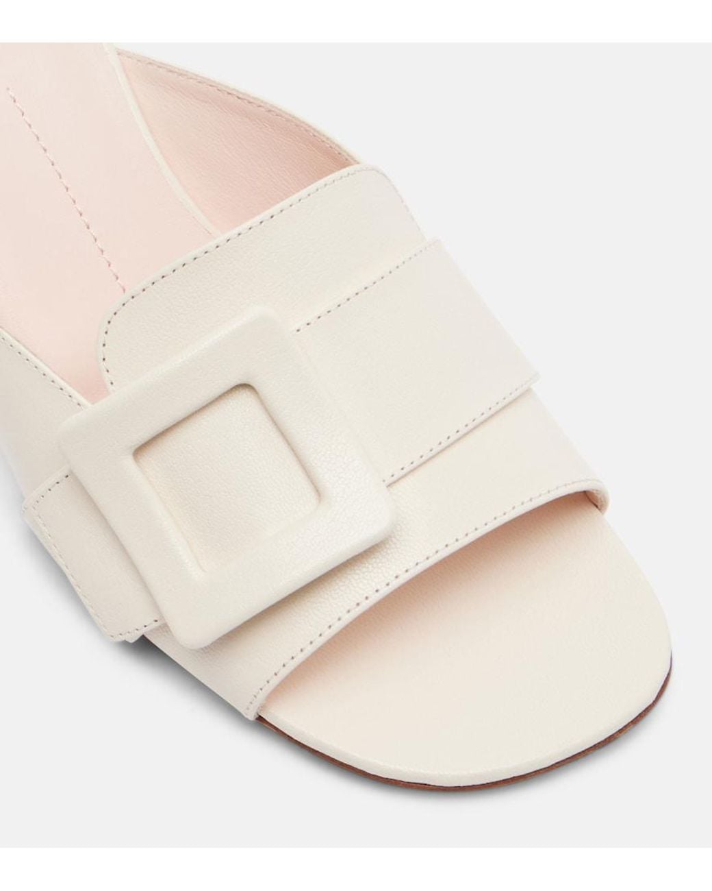 Roger Vivier Pink Viv' Choc Leather Mules