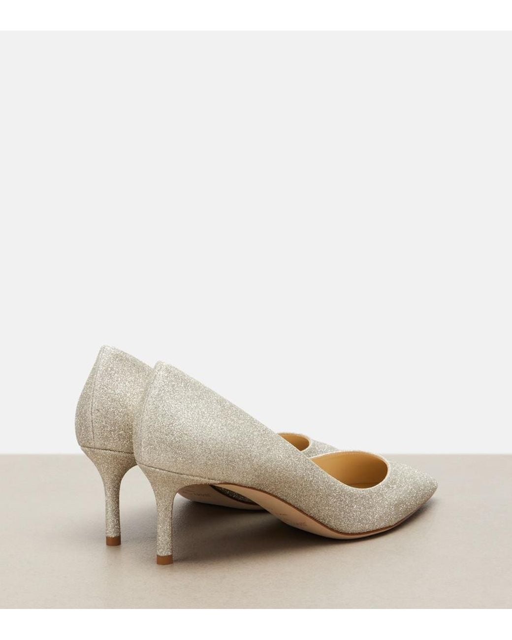 Jimmy Choo White Romy Glitter Pumps