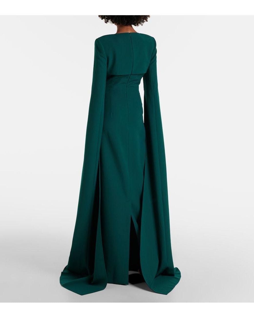 Safiyaa Green Sarita Cutout Crepe Gown