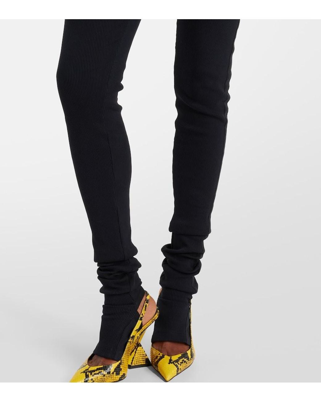 The Attico Blue High-Rise Cotton Jersey Stirrup Leggings