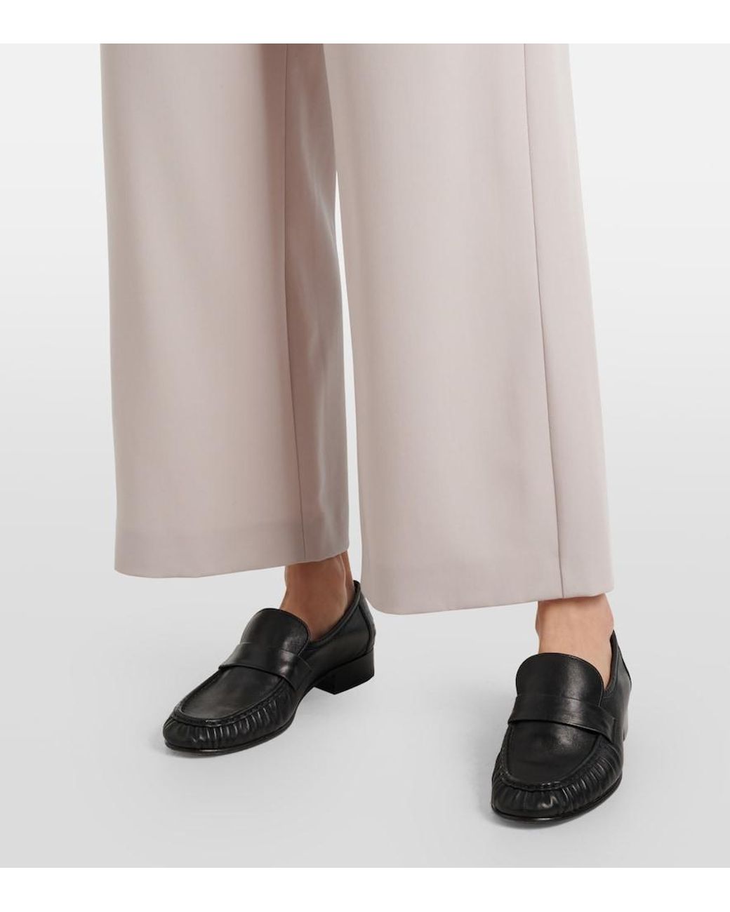 Max Mara White Argenta Virgin Wool Crepe Wide-Leg Pants