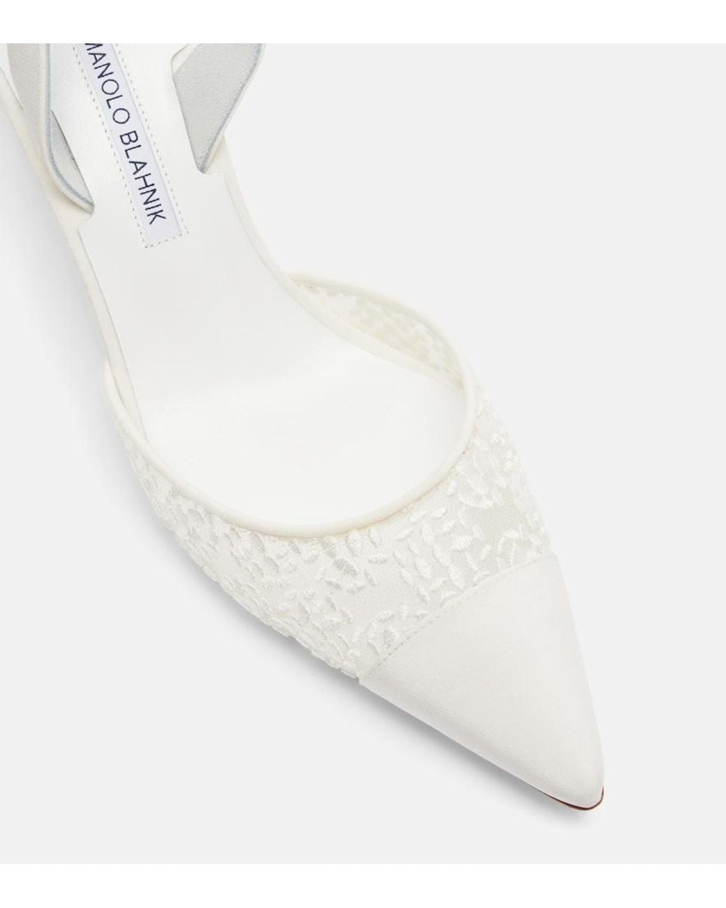 Manolo Blahnik White Capsli 70 Slingback Pumps