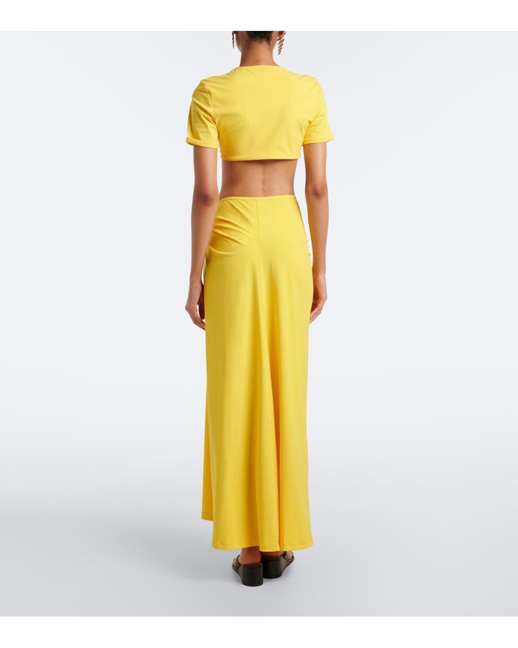 Christopher Esber Yellow Orbit Gathered Maxi Skirt