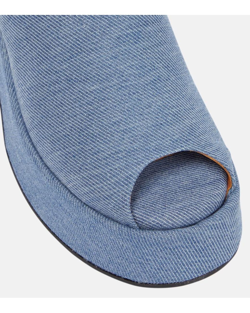 Ganni Blue Platform Denim Mules