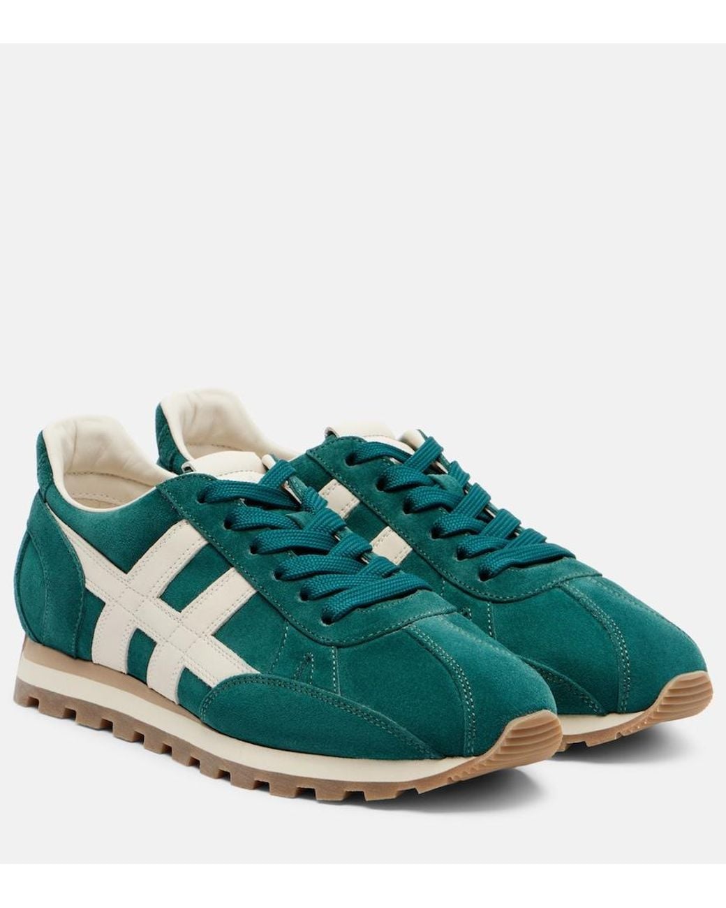 Hogan Green H671 Suede Sneakers