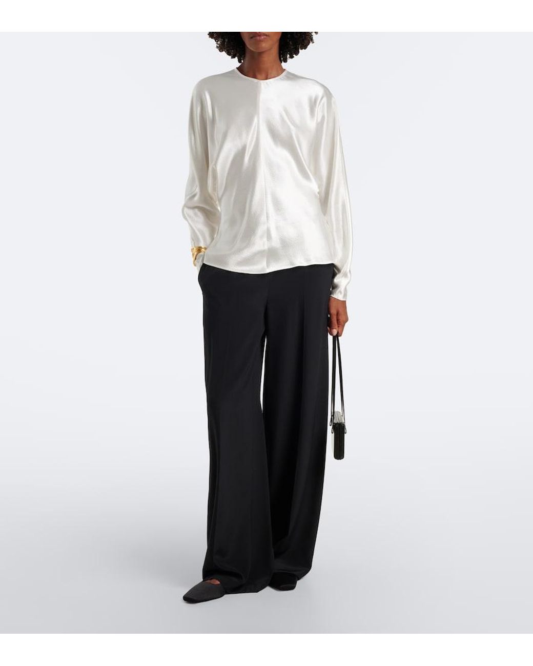 FFORME White Sylvie Satin Top