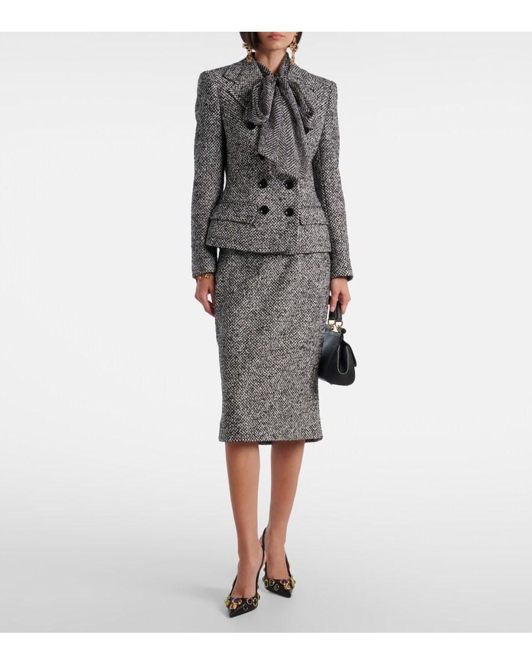 Dolce & Gabbana Gray Dolce&Gabbana Single Breasted Speckled Wool Blend Jacket