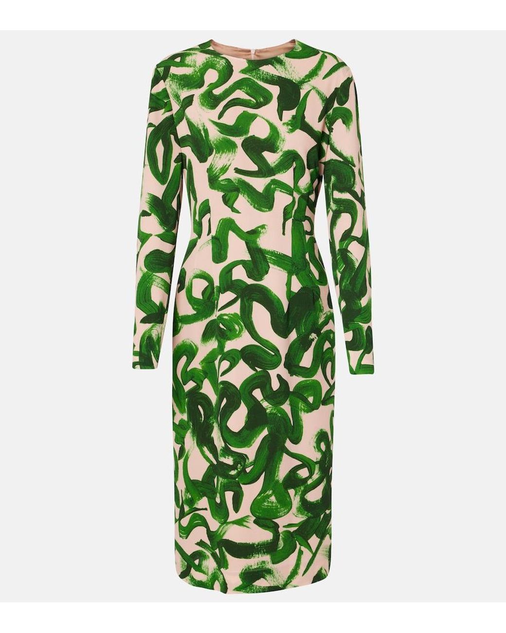 Dries Van Noten Green Printed Midi Dress