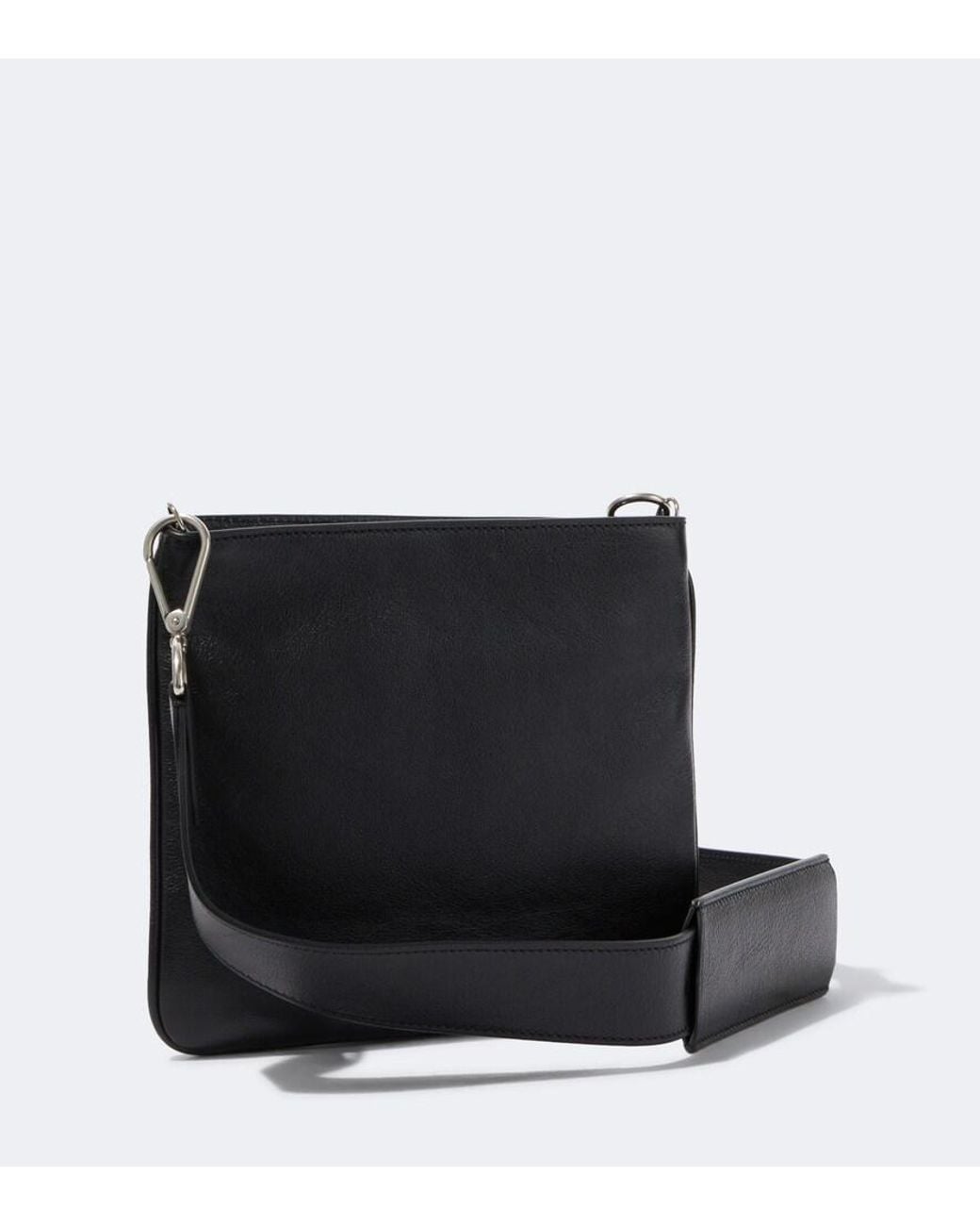 Metier Black Slide Leather Messenger Bag for men