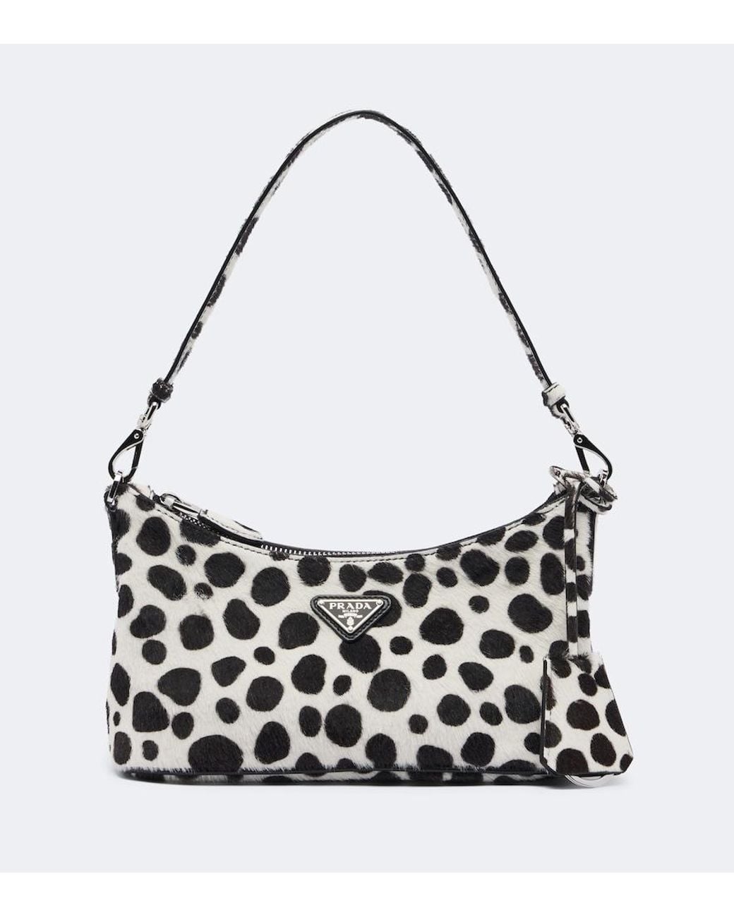 Prada White Mini Printed Calf Hair Shoulder Bag