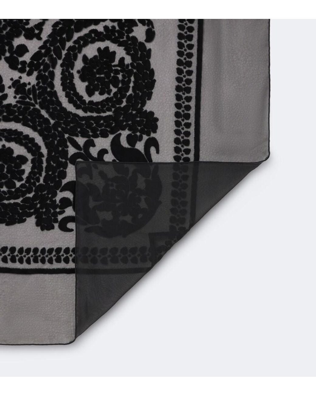 The Row Black Mitaf Floral Velvet Devore Scarf