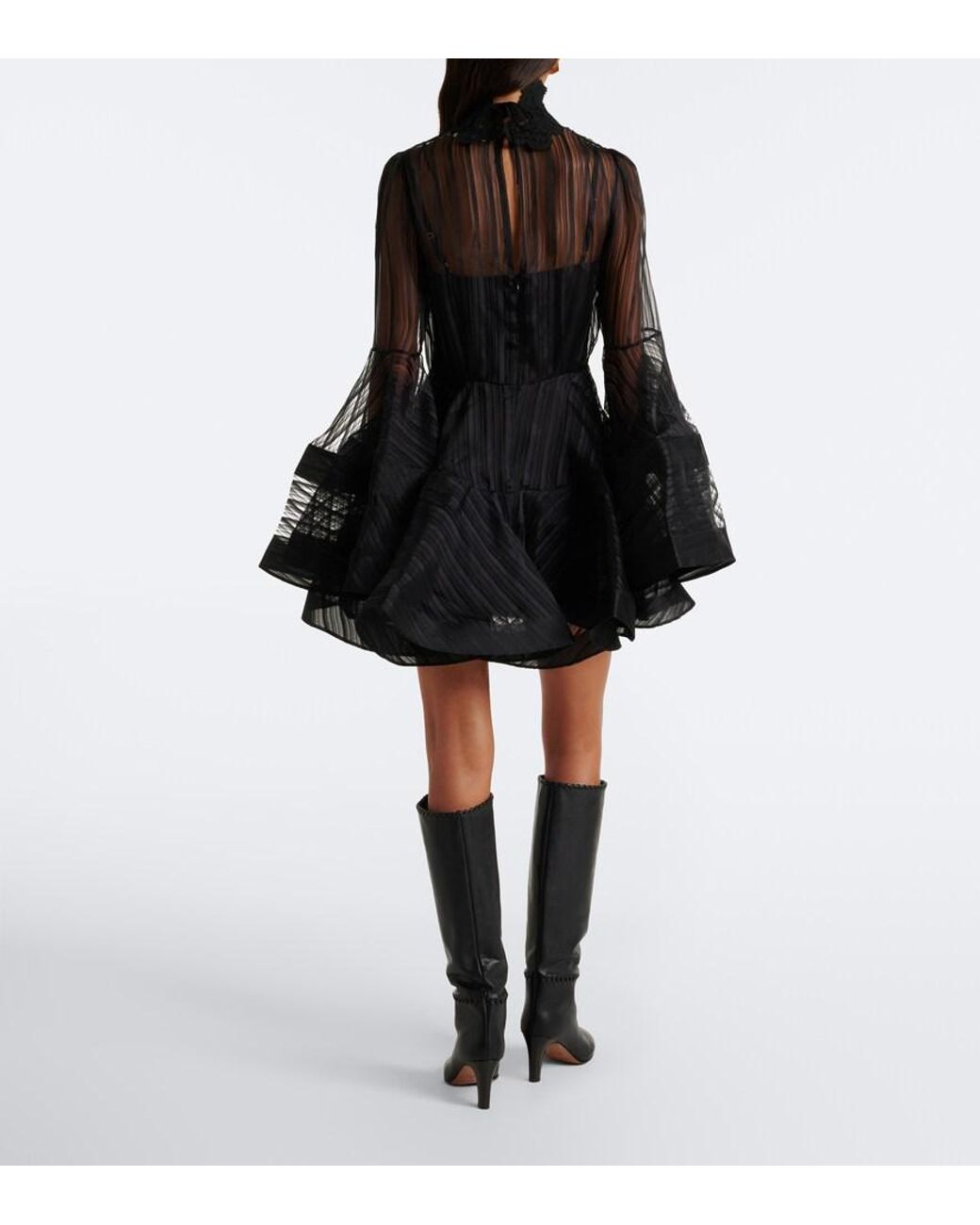 Zimmermann Black Valiant Lantern Silk Organza Minidress