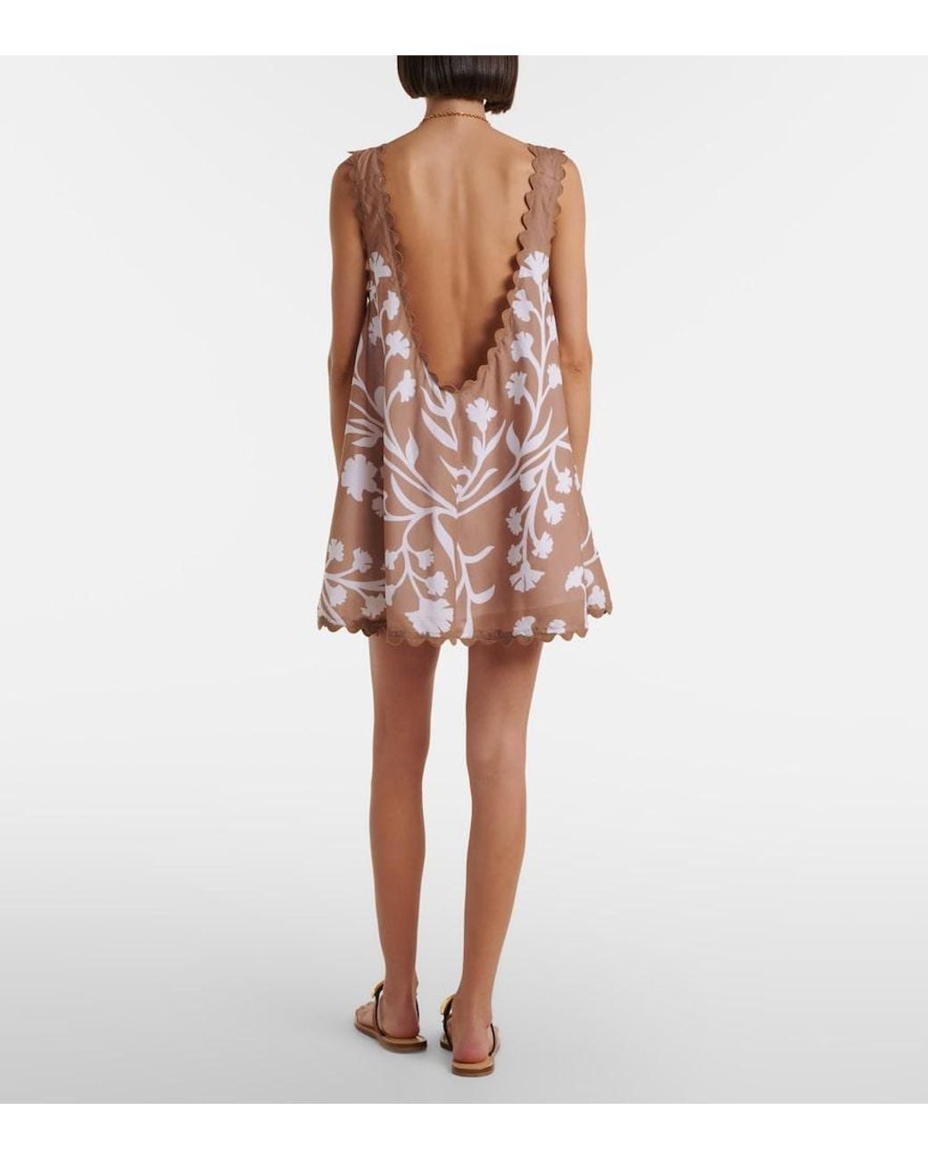 Juliet Dunn Pink Floral Scalloped Cotton Minidress