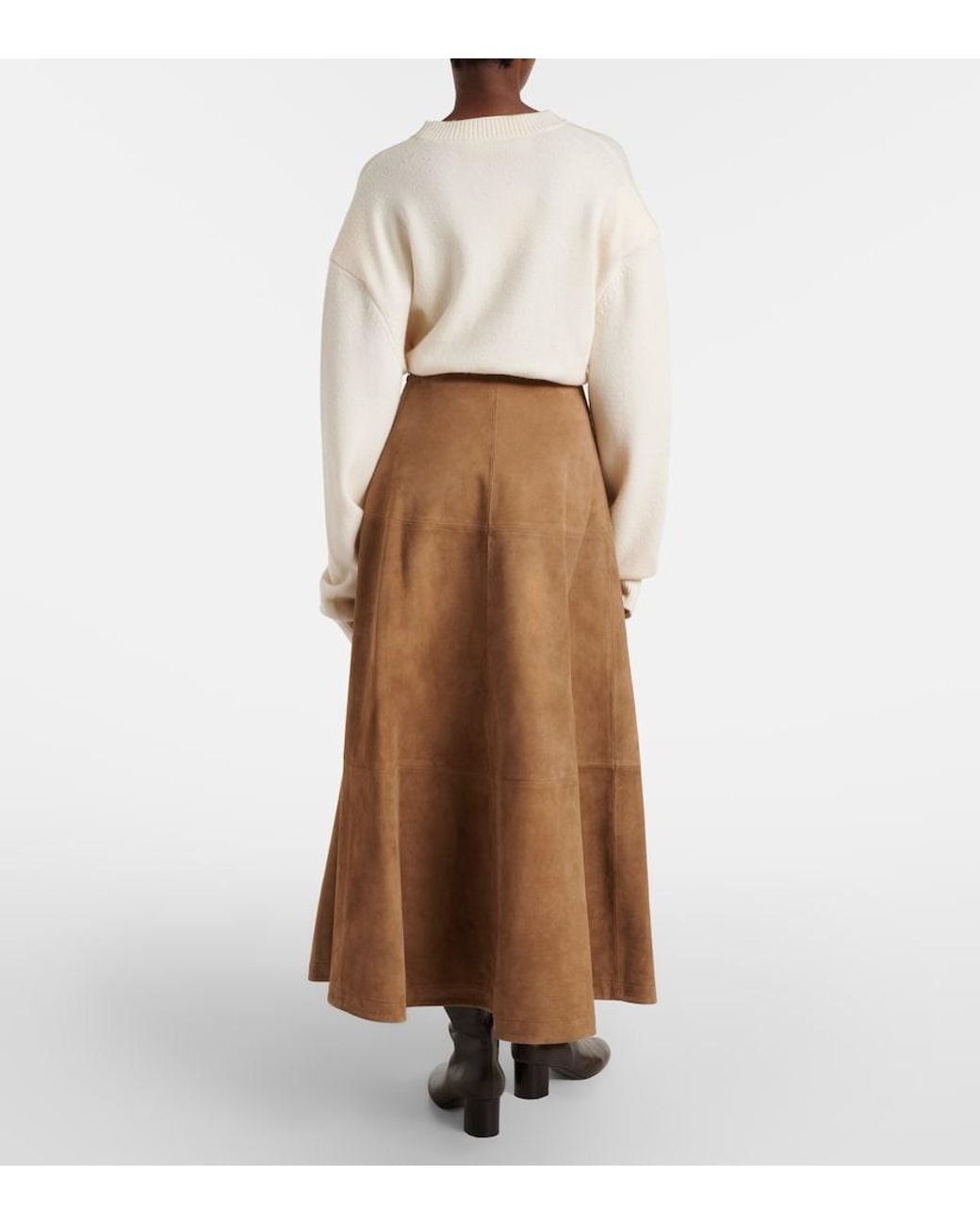 Altuzarra Brown Varda Suede Midi Skirt