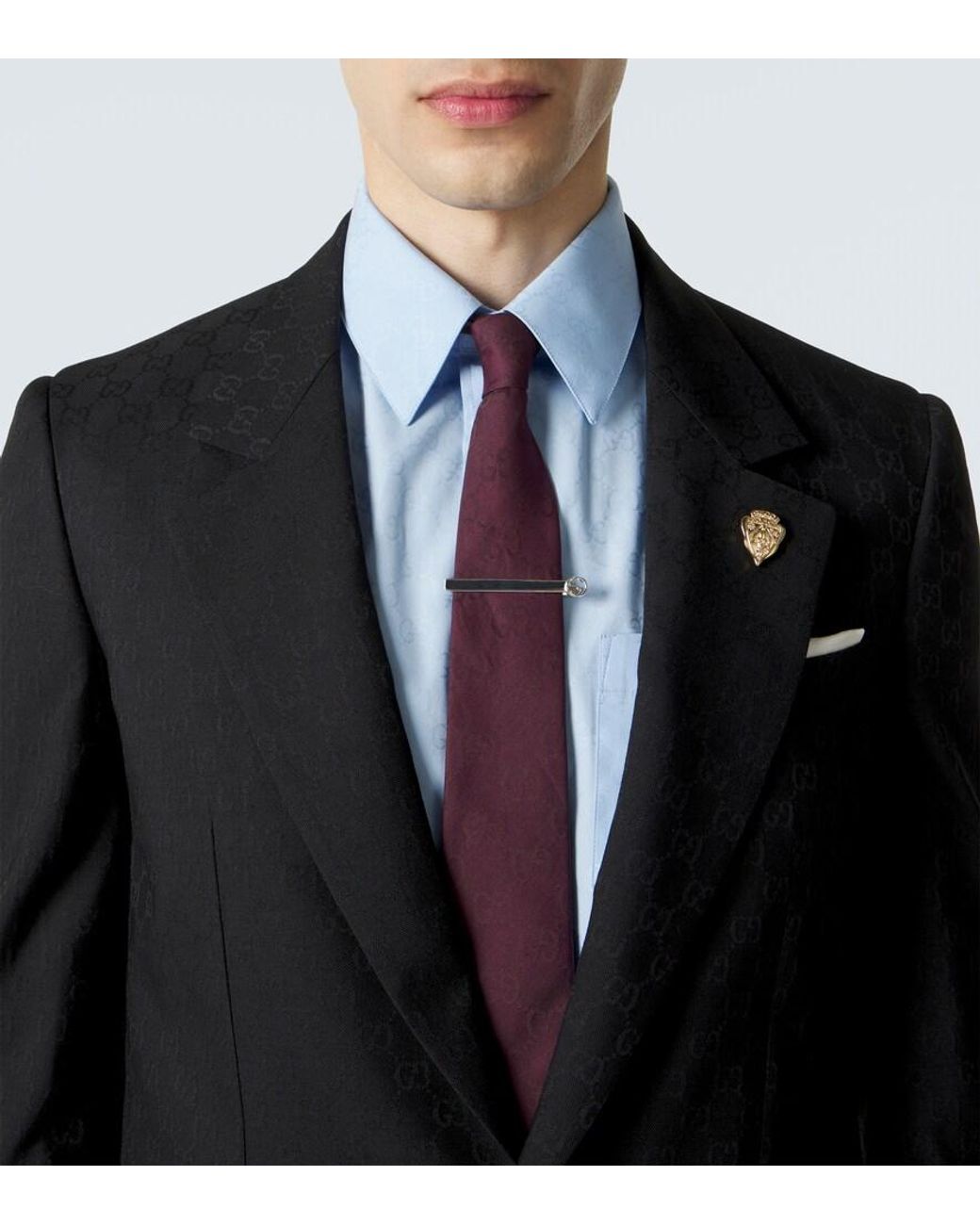 Gucci White Interlocking G 925 Sterling Tie Bar for men