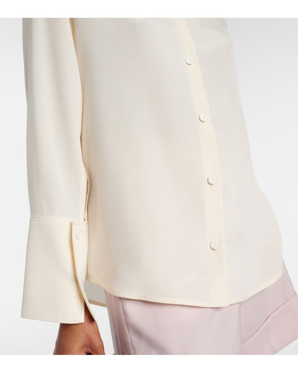 Max Mara White Voliera Silk-Blend Cady Shirt