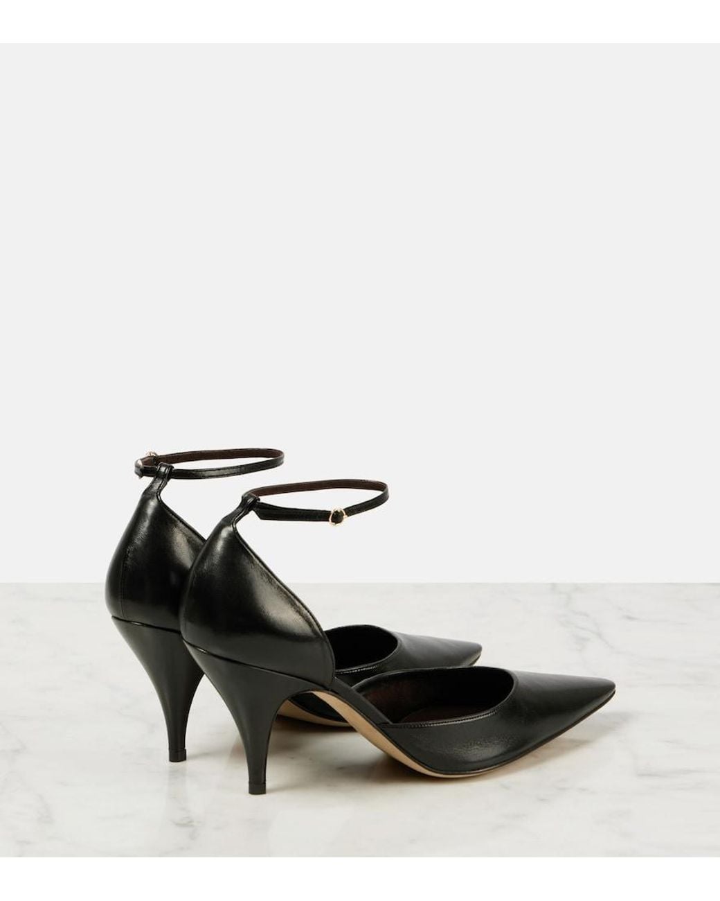 The Row Black Liisa Leather Pumps
