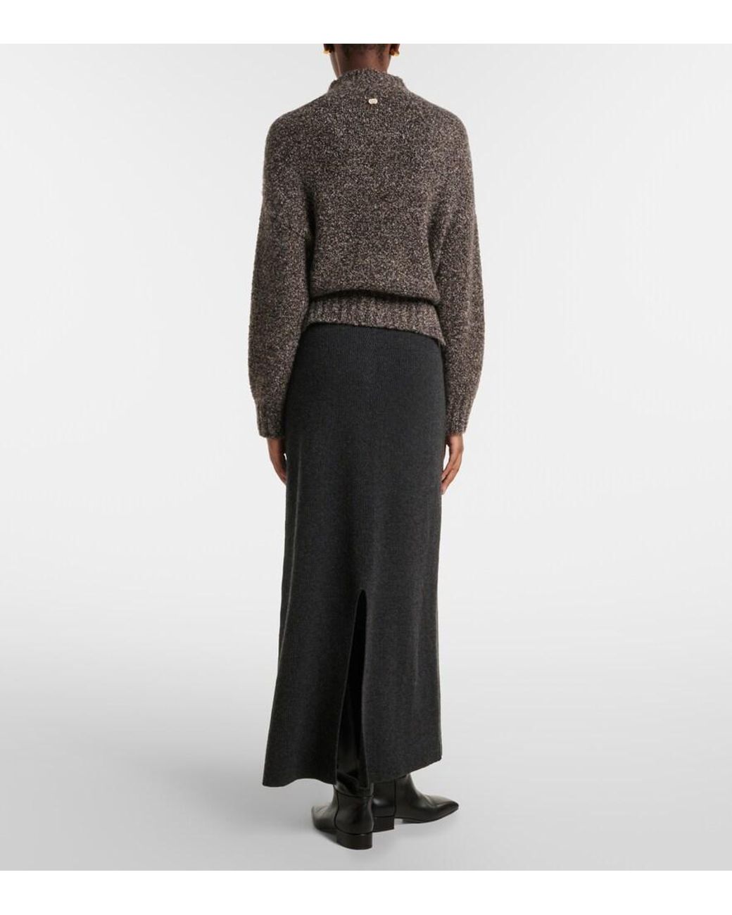 Agnona Black Cashmere Midi Skirt