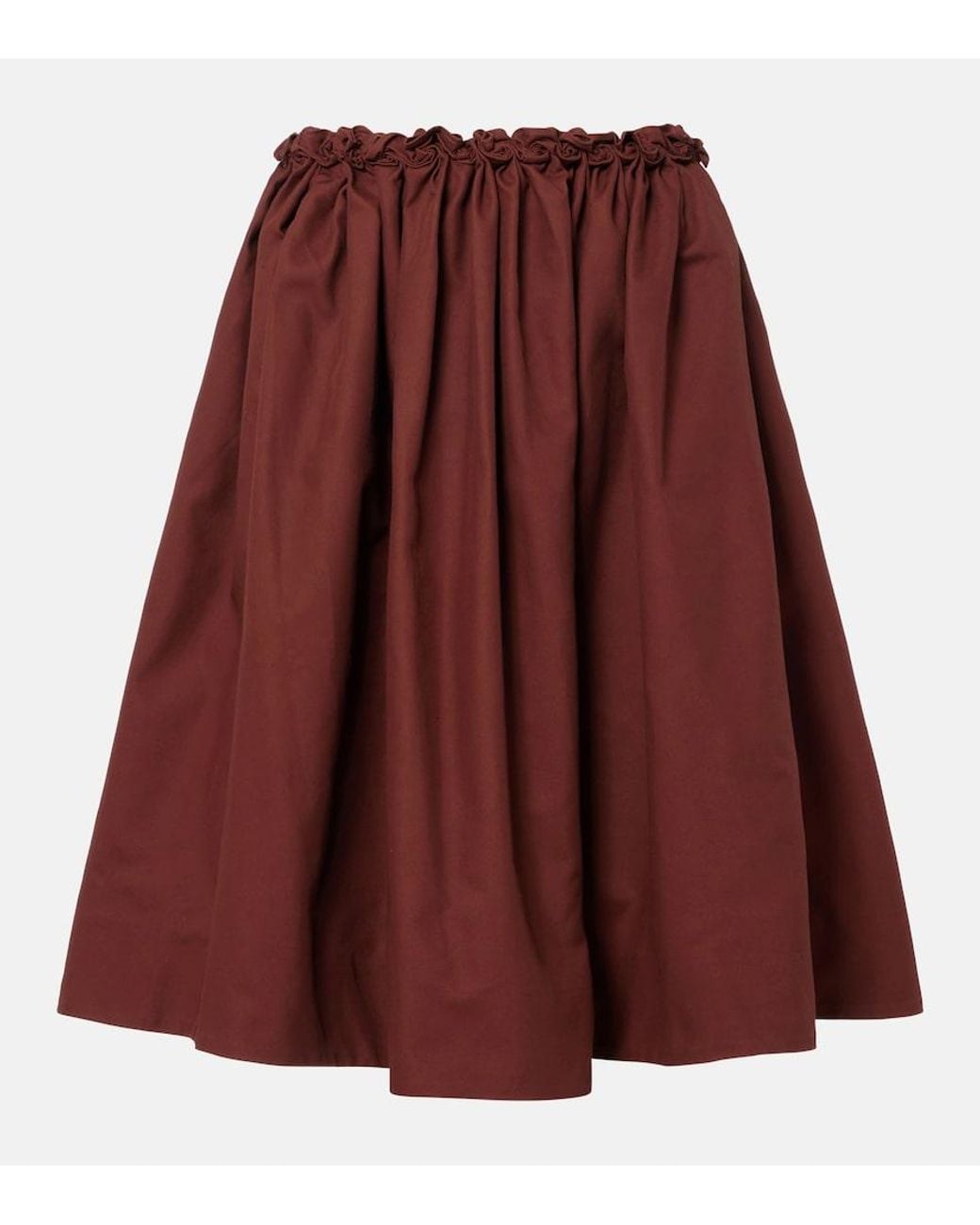 ShuShu/Tong Red Ruffled Cotton Midi Skirt