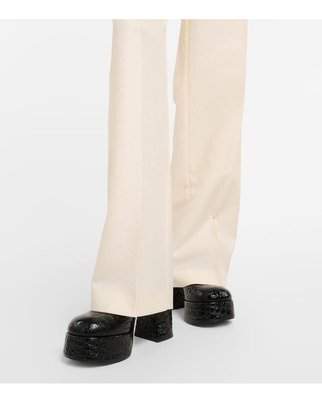 Etro Natural Cotton And Wool Straight Pants