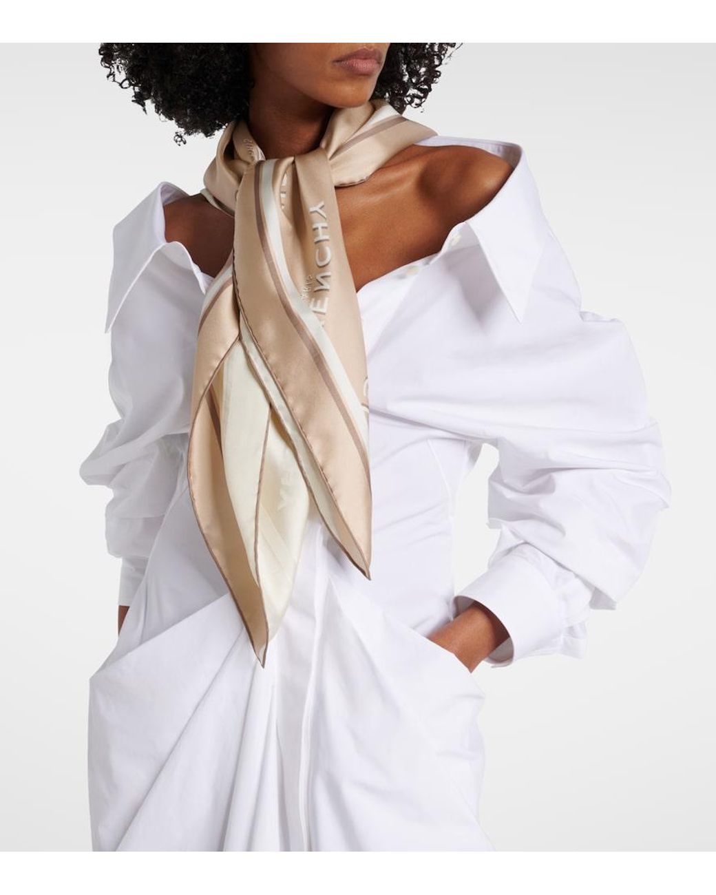 Givenchy Natural Logo Silk Twill Scarf