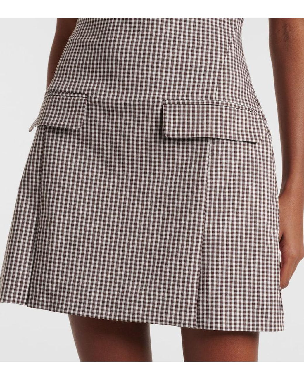 Staud Brown Walker Checked Minidress