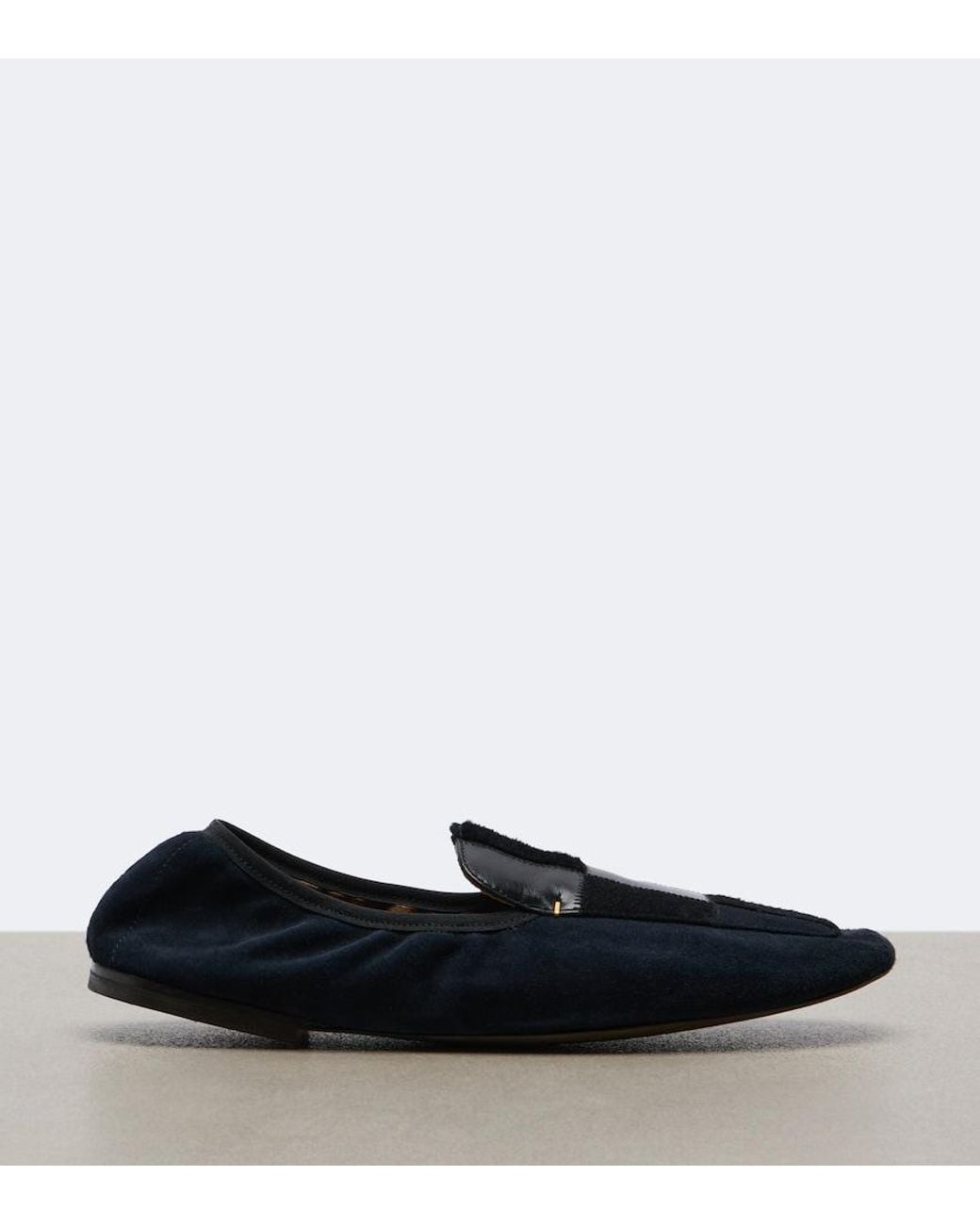 Khaite Blue Zoe Patchwork Suede And Leather Slip-On Shoes
