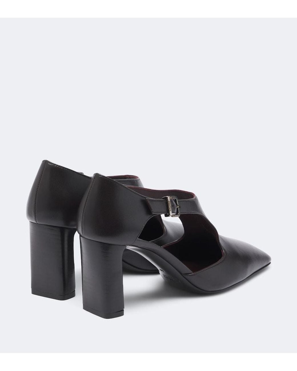 Max Mara Black Leather Mary Jane Pumps
