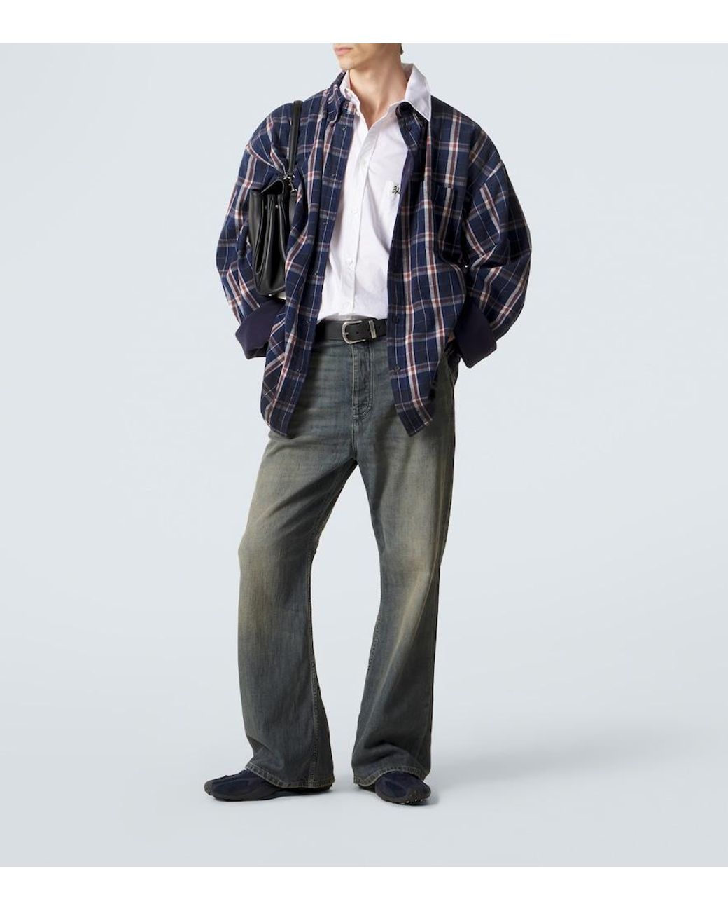 Balenciaga Blue Reversible Flannel And Fleece Shirt for men