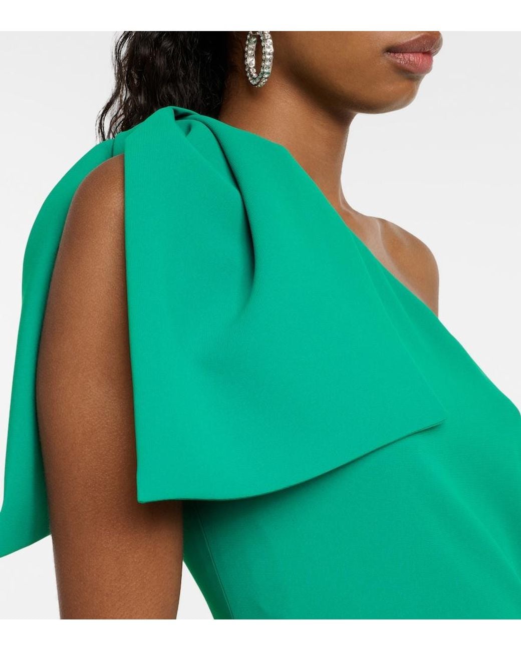 Elie Saab Green Draped One-Shoulder Gown