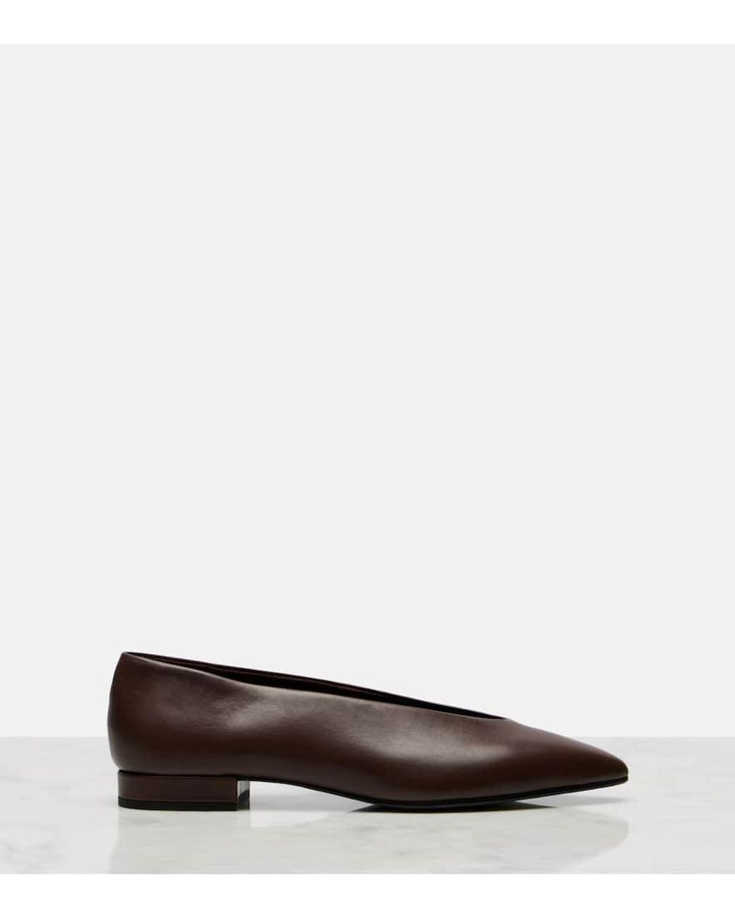 Loro Piana Brown Rebecca Leather Ballet Flats