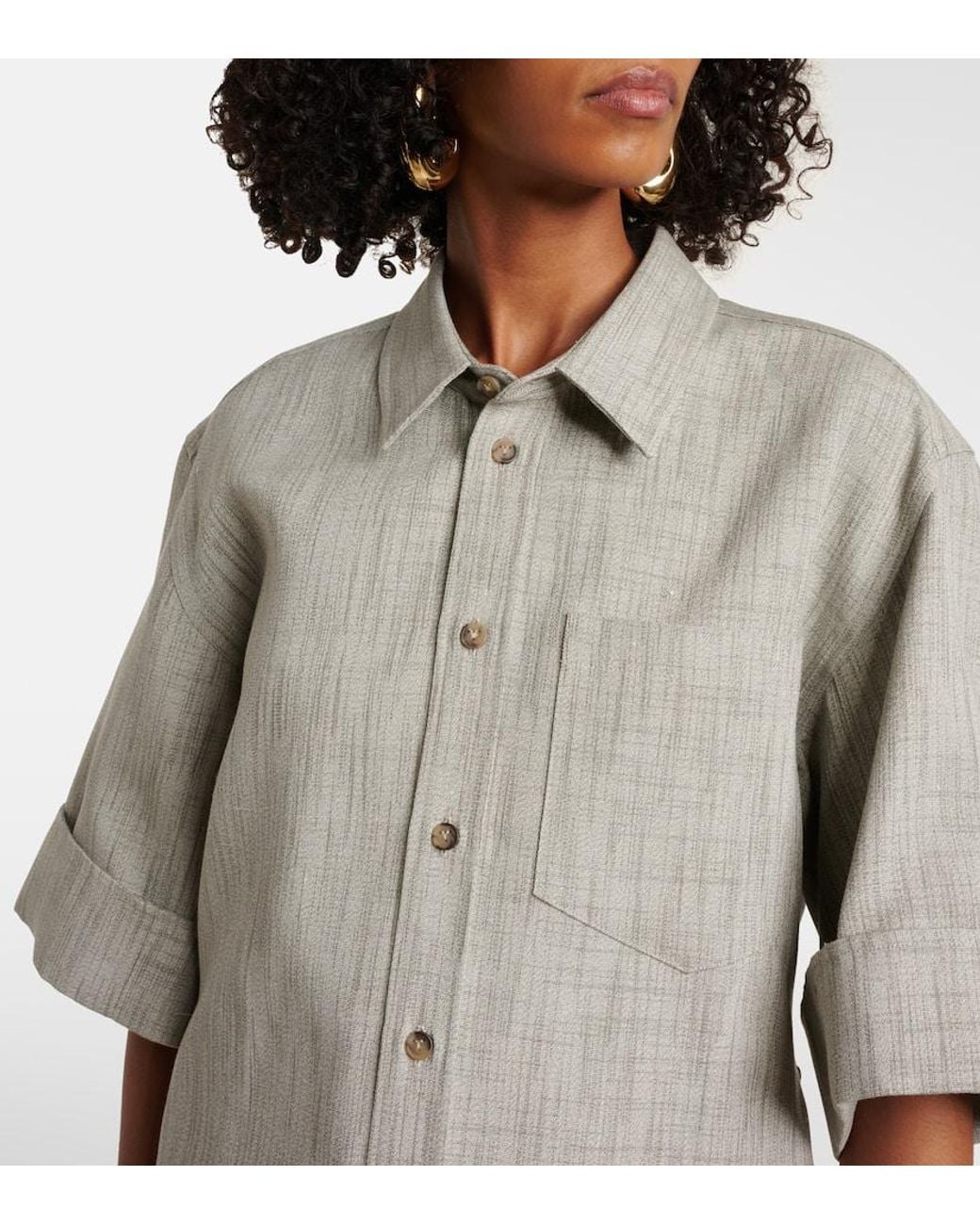 Tod's White Silk, Wool, And Cotton Shirt