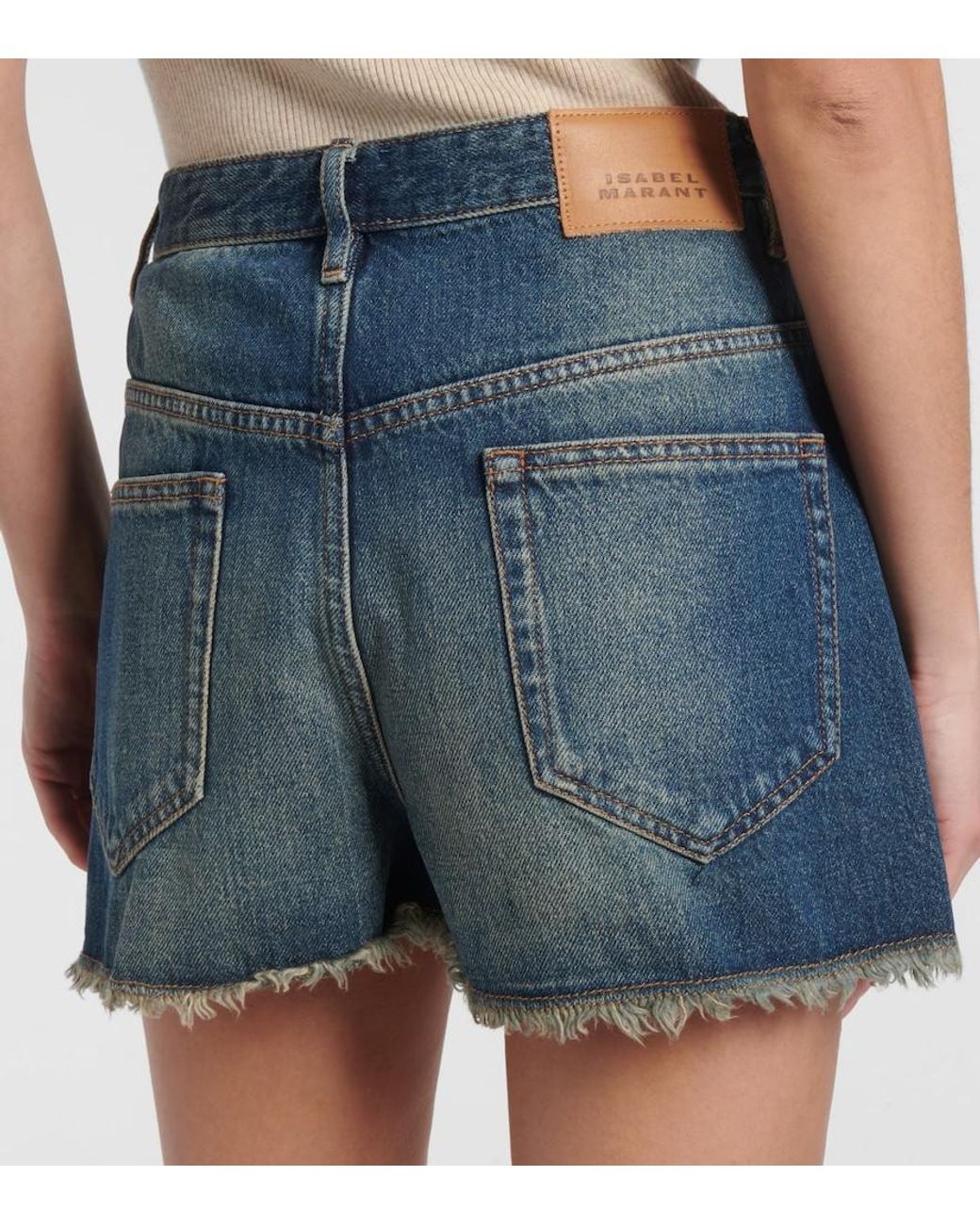 Isabel Marant Blue 'Lesia' Shorts With Fringed Hem