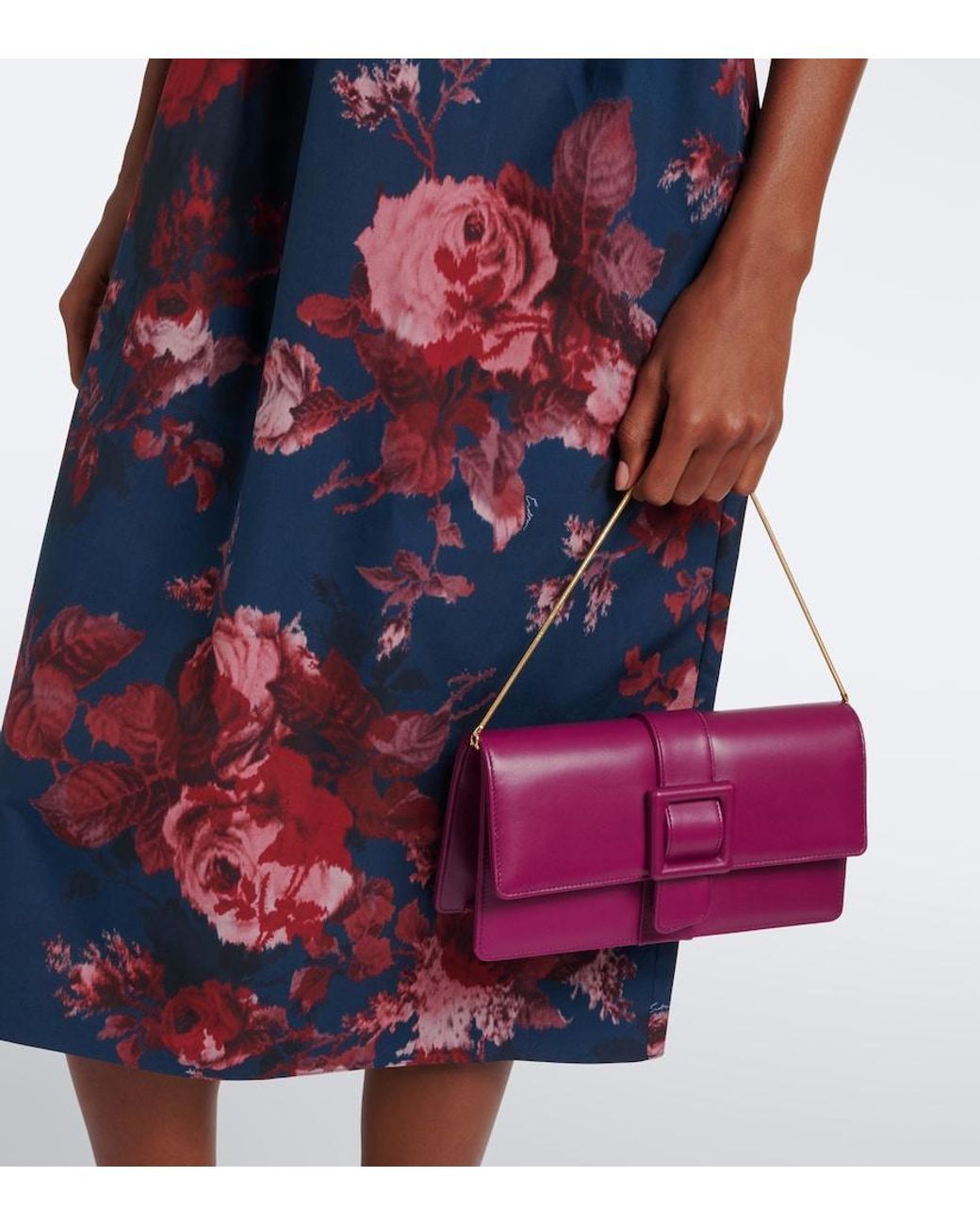 Manolo Blahnik Purple Maycap Leather Clutch