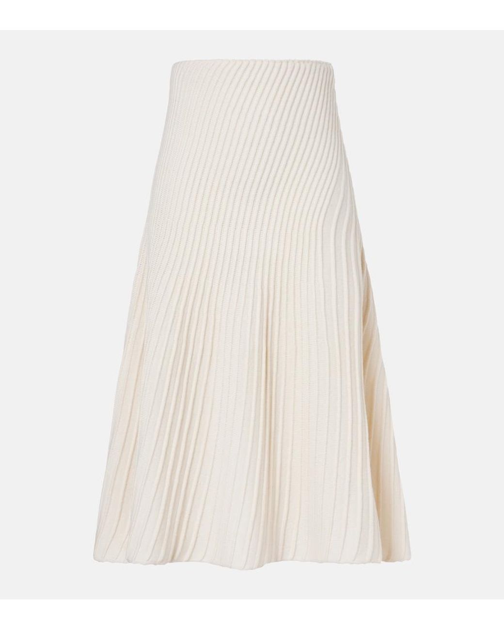 Alaïa White Wool And Cashmere Midi Skirt