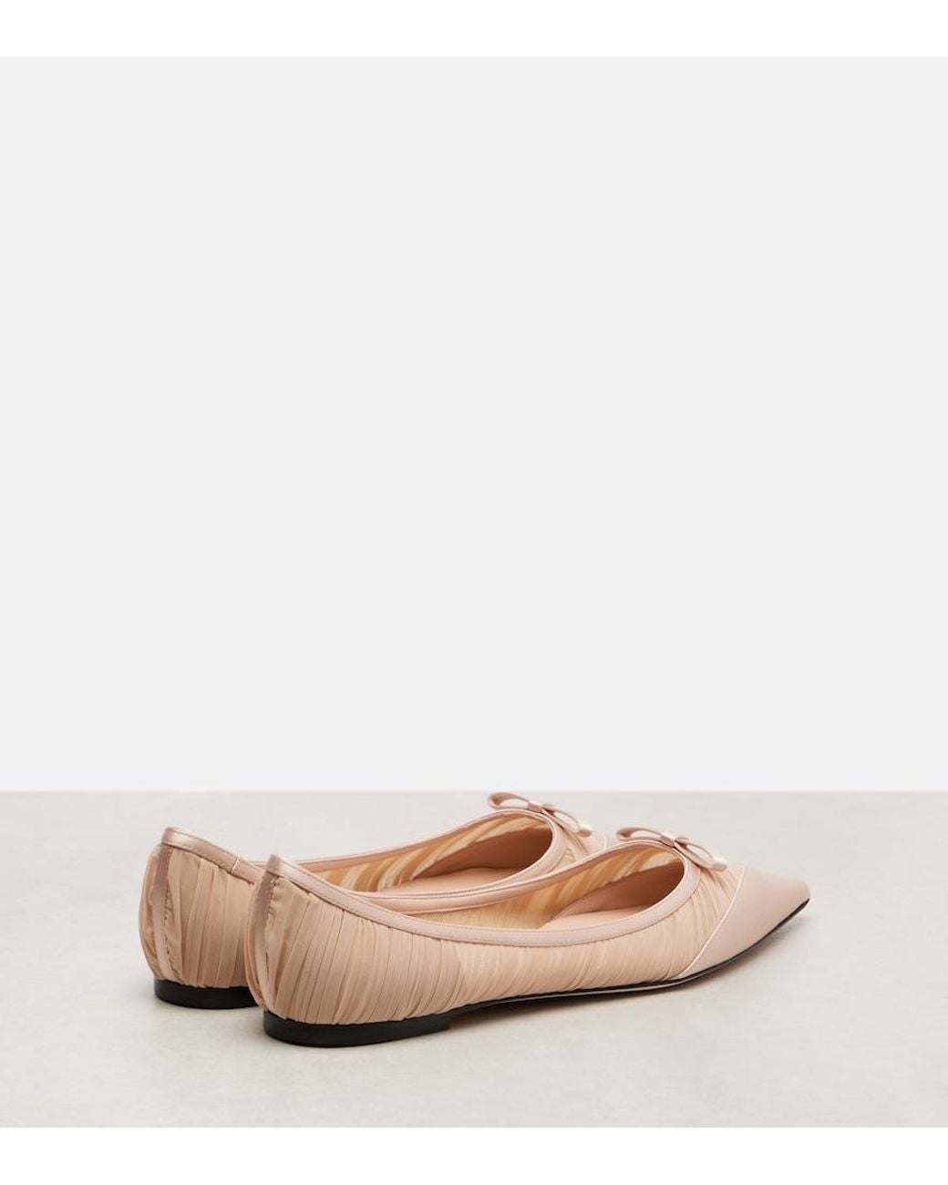 Jimmy Choo Pink Love Mesh And Satin Ballet Flats