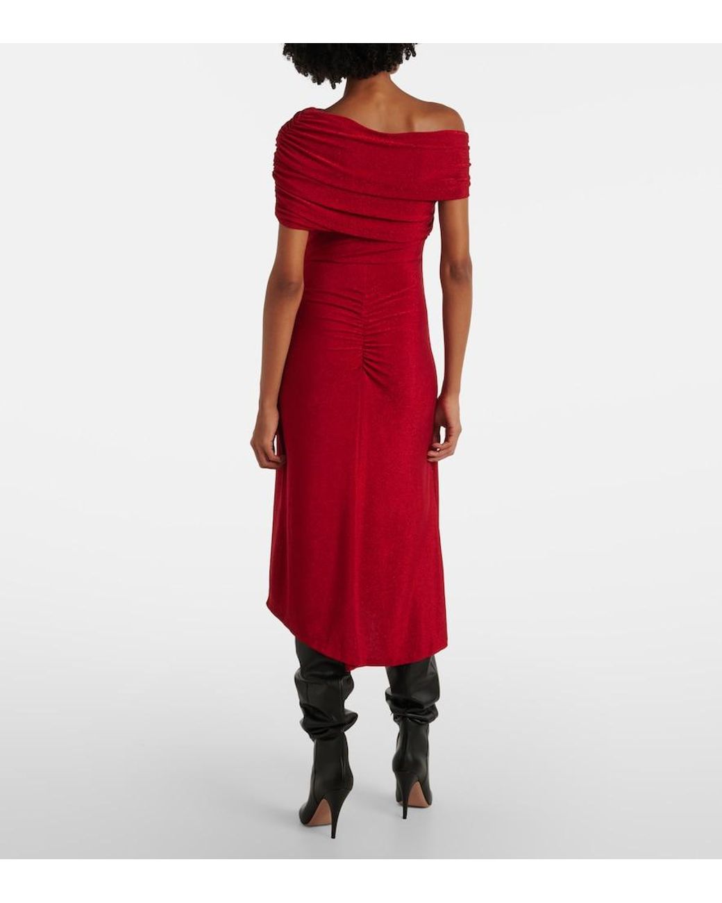 Diane von Furstenberg Red Agustin Lame Midi Dress